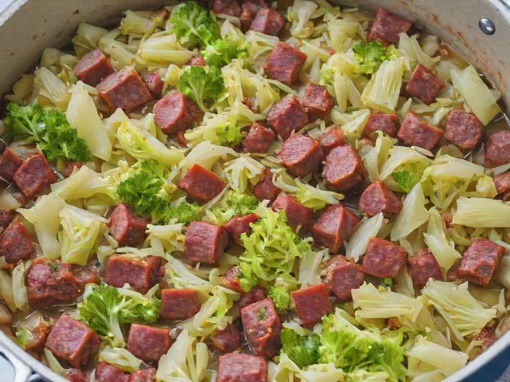 Low carb cabbage and sausage stir fry.