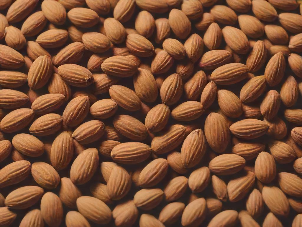 A bunch of almonds stacked on top of each other.